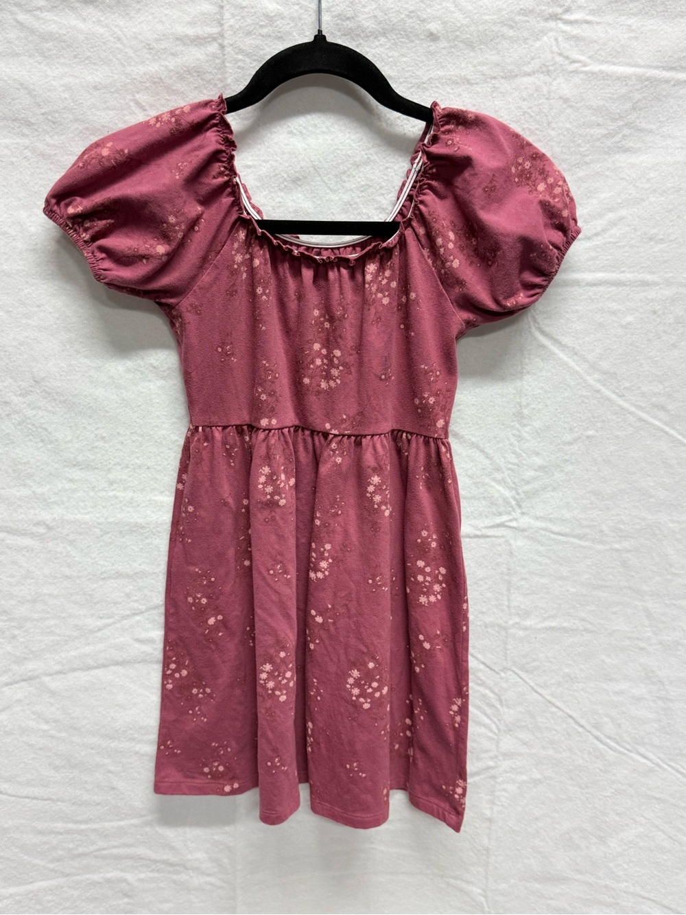Girls' Puff Sleeve Casual Dress in Mauve Floral